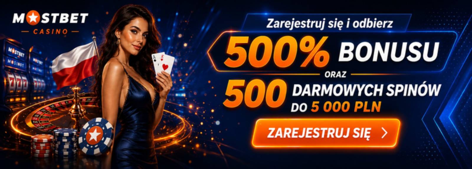 Mostbet Casino – bonus powitalny 500% i 500 darmowych spinów do 5 000 PLN